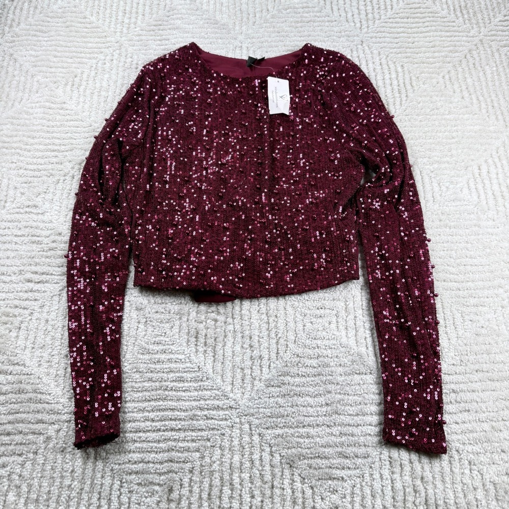 Windsor Sequin Top Women's Large Burgundy NWT Party NYE Glam Cocktail Night Out